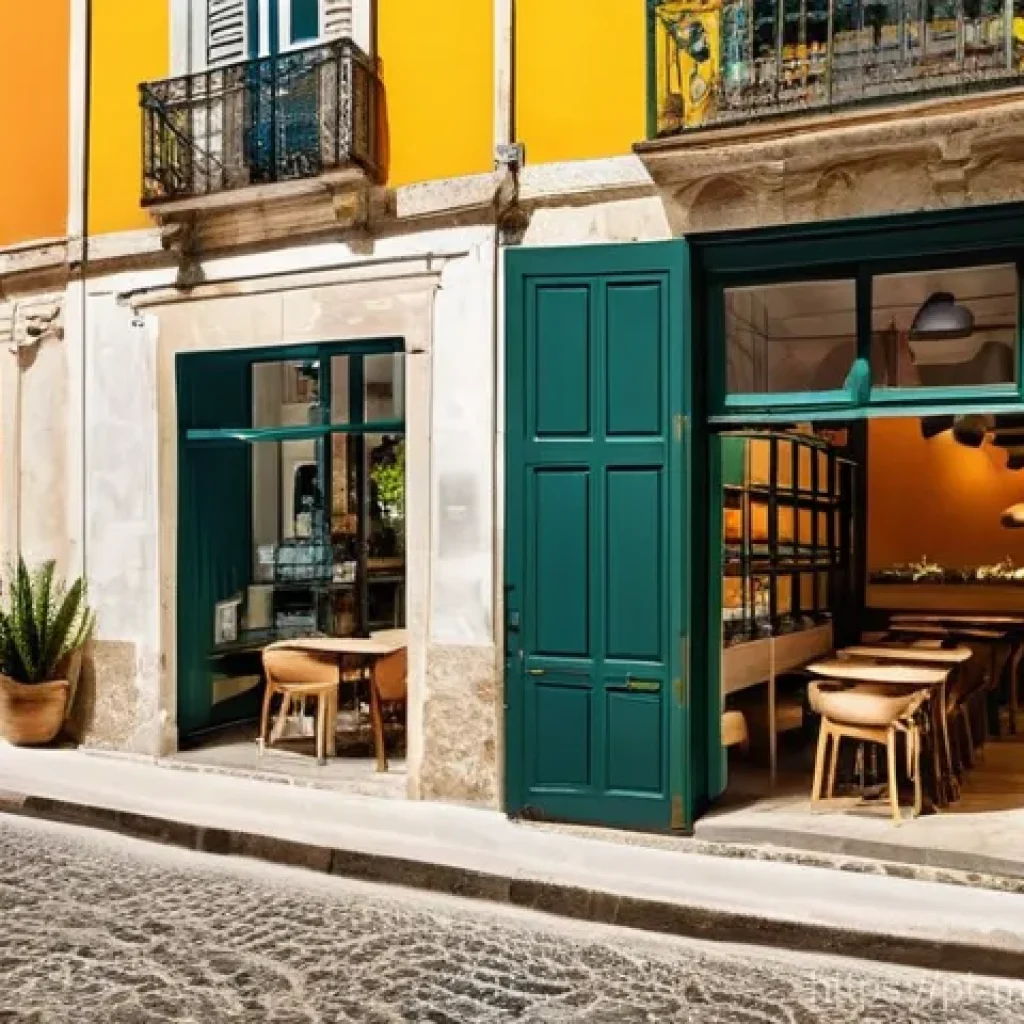 현대건축물 미래형 상업 공간 - **Experiential Portuguese Concept Store Interior:** A vibrant and inviting interior of a modern Port...