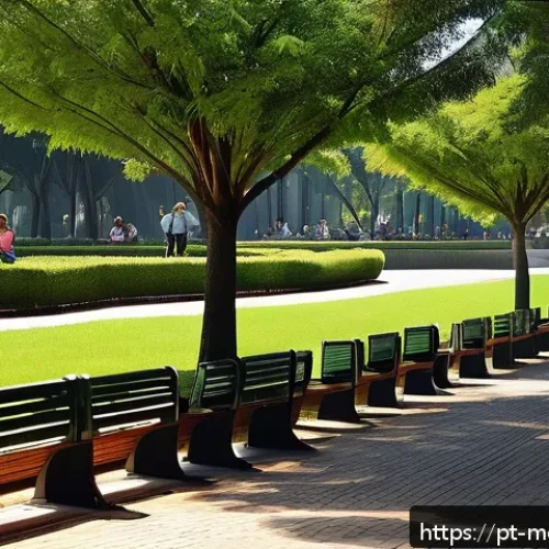 Home 30 현대건축물 도심 속 자연 공간 - A vibrant urban park in São Paulo during a sunny day, featuring lush native Brazilian plants, mature...